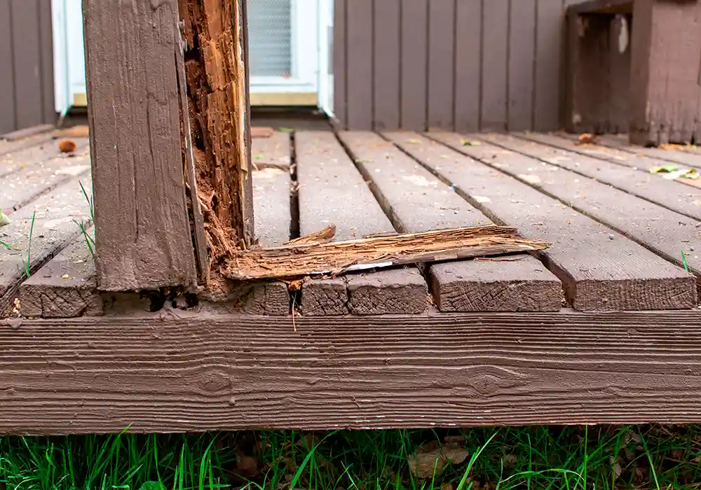 broken wood deck with splinters
