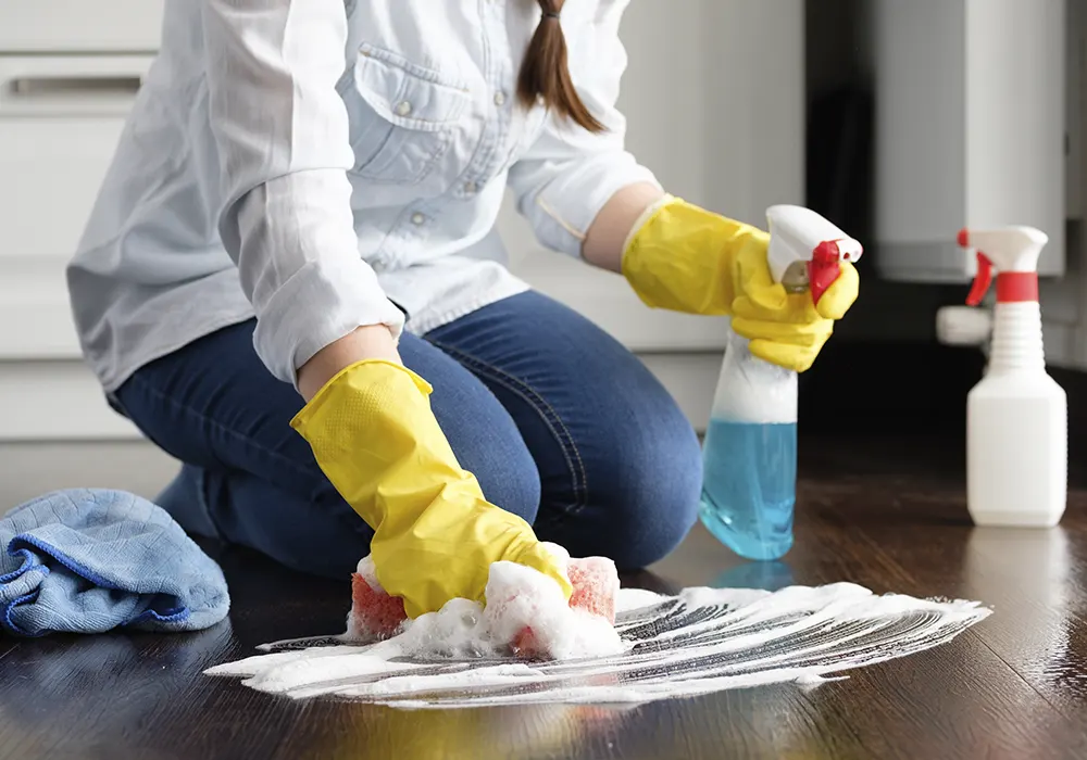 Spraying products and cleaning the floor